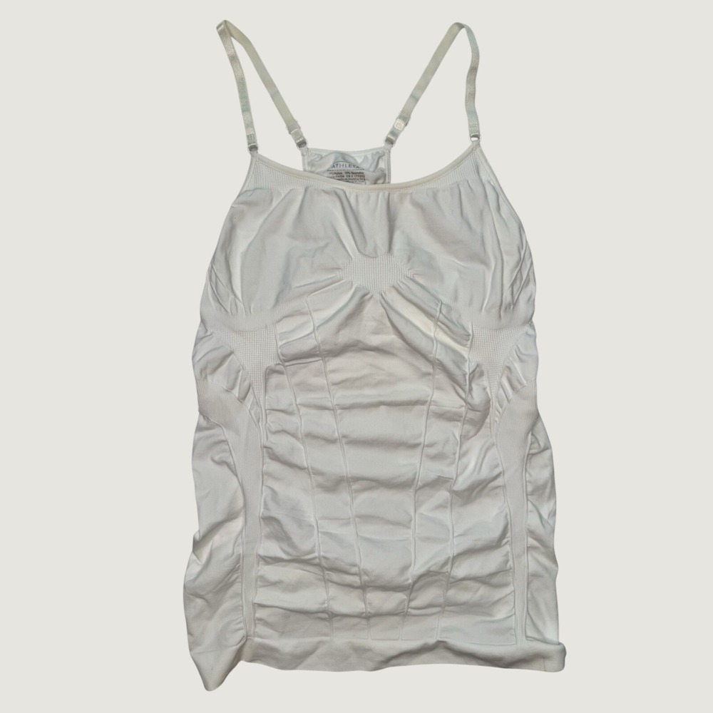 Size M Athleta White Ruched Performance Tank Top Spandex Adjustable Straps